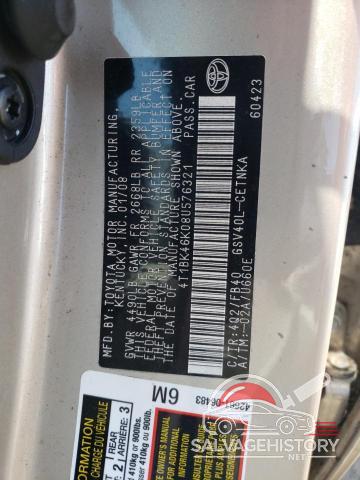 4T1BK46K08U576321 2008 TOYOTA CAMRY photo no. 12