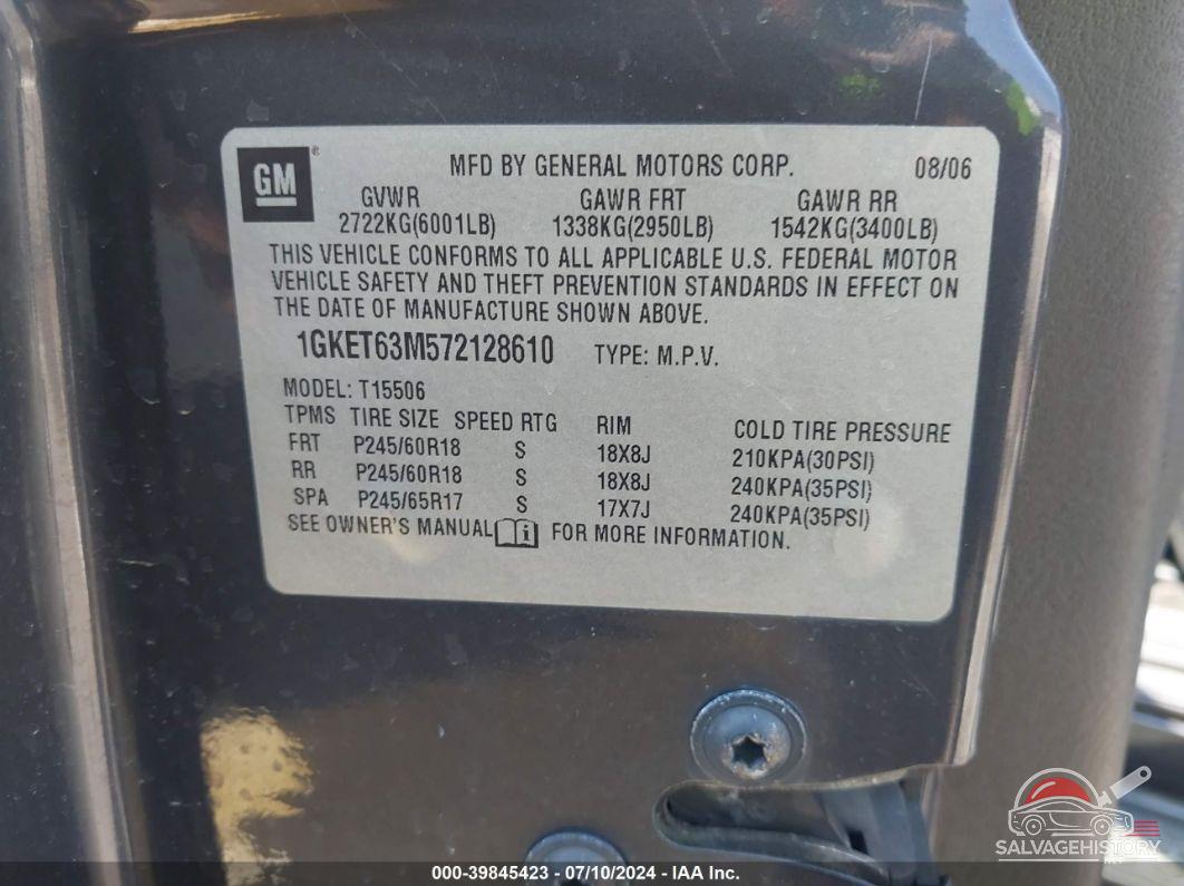 1GKET63M572128610 2007 GMC ENVOY photo no. 9