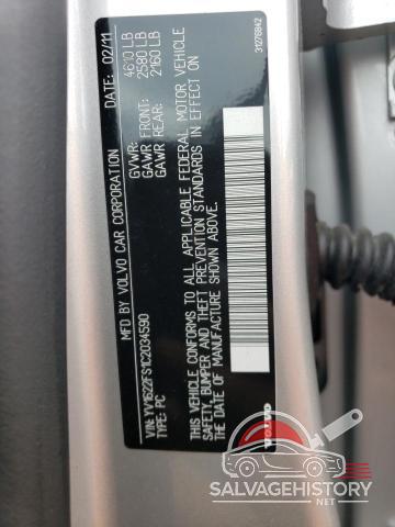 YV1622FS1C2034590 2012 VOLVO S60 photo no. 12