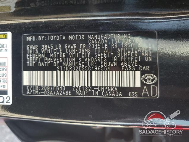 2T1KR32E55C496564 2005 TOYOTA COROLLA photo no. 12