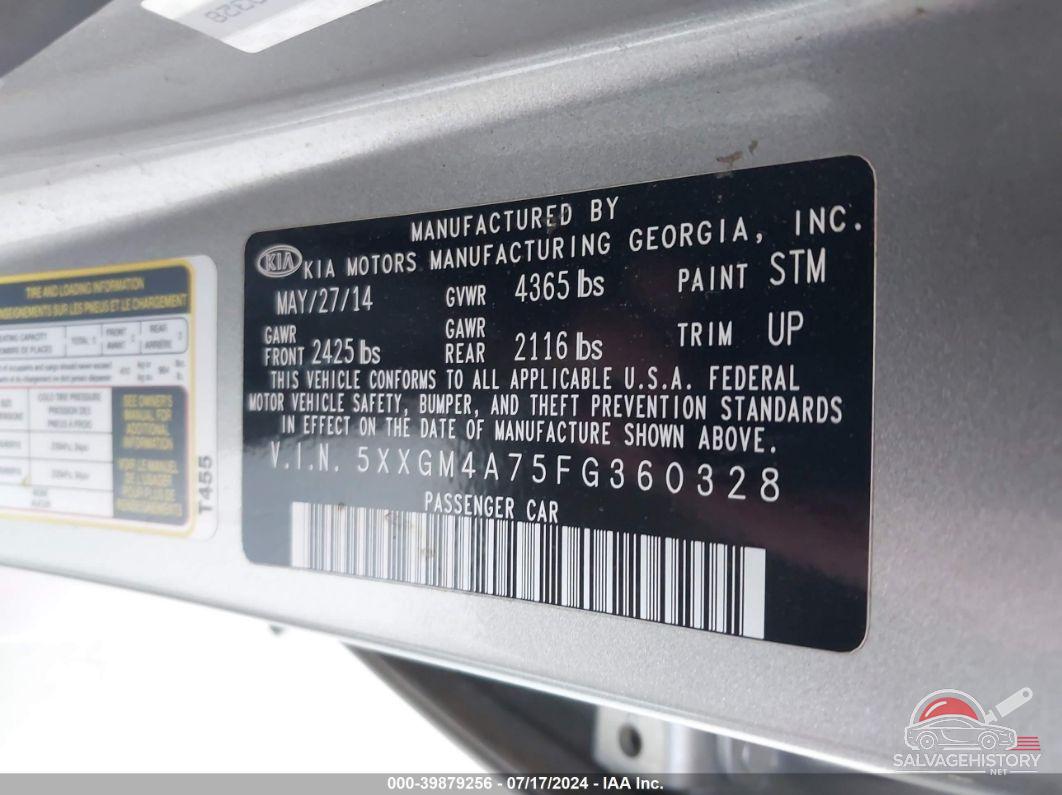 5XXGM4A75FG360328 2015 KIA OPTIMA photo no. 9