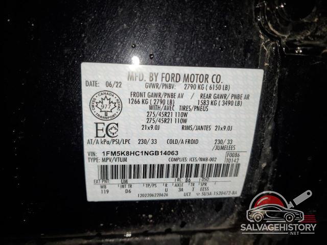 1FM5K8HC1NGB14063 2022 FORD EXPLORER photo no. 13