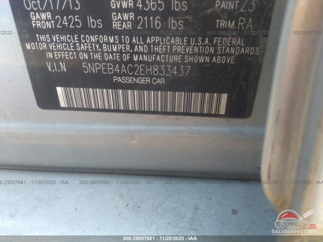 5NPEB4AC2EH833437 2014 HYUNDAI SONATA photo no. 9