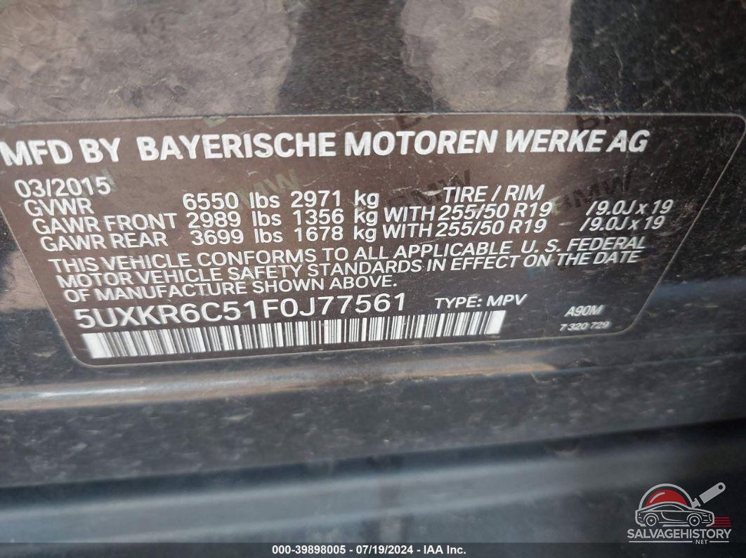 5UXKR6C51F0J77561 2015 BMW X5 photo no. 9