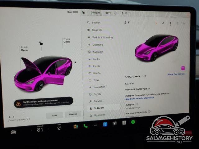 5YJ3E1EA5PF707547 2023 TESLA MODEL 3 photo no. 9