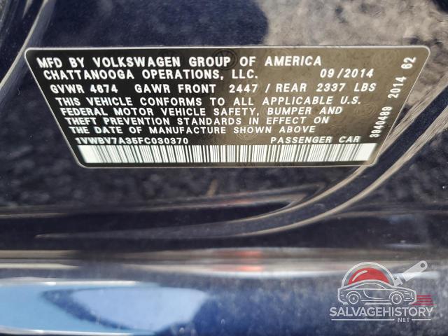 1VWBV7A35FC030370 2015 VOLKSWAGEN PASSAT photo no. 14