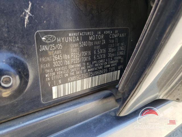 KM8SC73D75U968695 2005 HYUNDAI SANTA FE photo no. 12