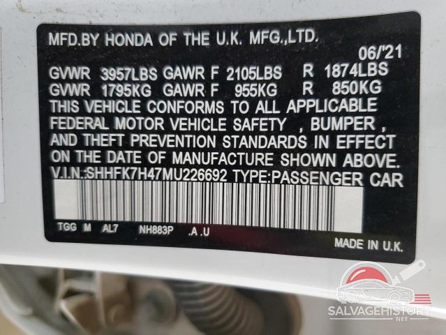 SHHFK7H47MU226692 2021 HONDA CIVIC photo no. 12