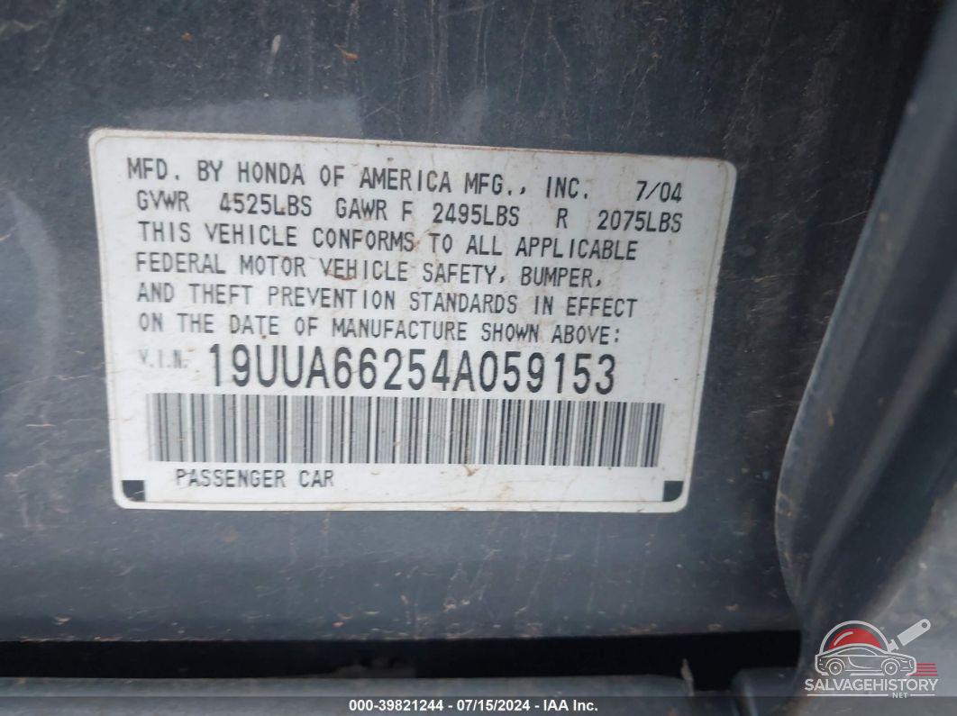 19UUA66254A059153 2004 ACURA TL photo no. 9