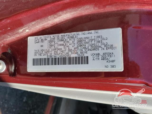 5TBBT44114S452982 2004 TOYOTA TUNDRA photo no. 12
