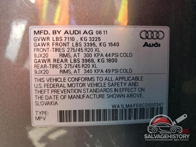 WA1LMAFE0CD000341 2012 AUDI Q7 photo no. 13