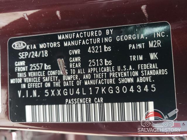 5XXGU4L17KG304345 2019 KIA OPTIMA photo no. 12