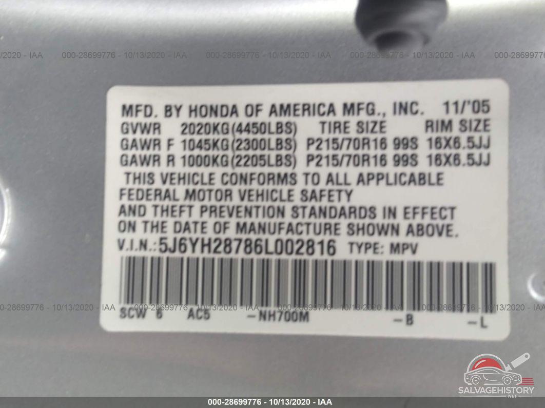 5J6YH28786L002816 2006 HONDA ELEMENT photo no. 9