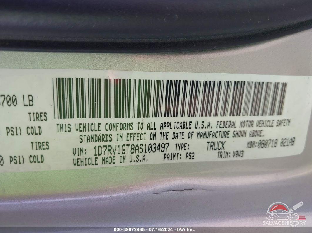 1D7RV1GT8AS103497 2010 DODGE RAM 1500 photo no. 9