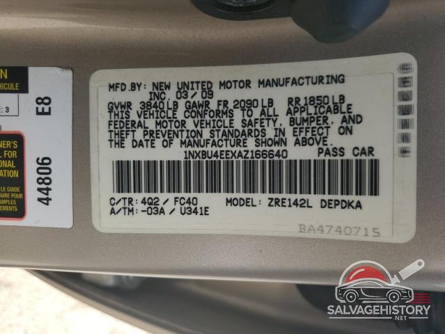 1NXBU4EEXAZ166640 2010 TOYOTA COROLLA photo no. 12