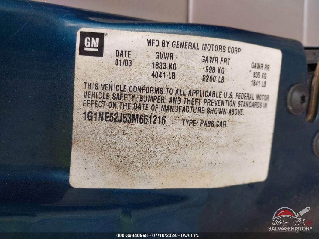 1G1NE52J53M661216 2003 CHEVROLET MALIBU photo no. 9