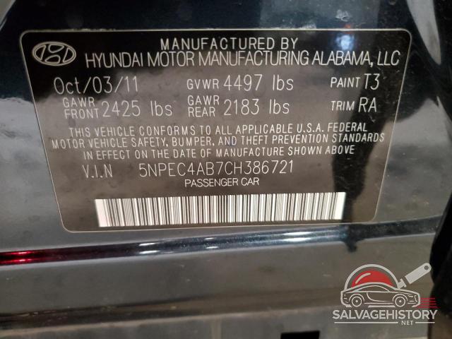 5NPEC4AB7CH386721 2012 HYUNDAI SONATA photo no. 13