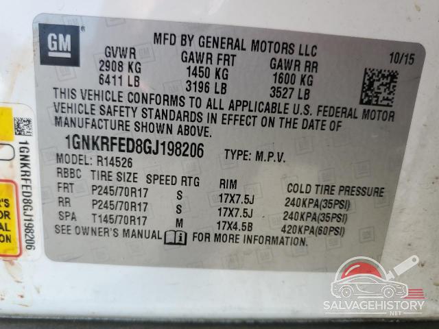 1GNKRFED8GJ198206 2016 CHEVROLET TRAVERSE photo no. 13