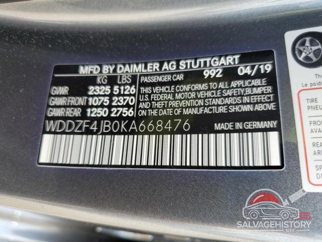 WDDZF4JB0KA668476 2019 MERCEDES-BENZ E-CLASS photo no. 13