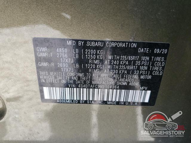 4S4BTAFC9M3104364 2021 SUBARU OUTBACK photo no. 14