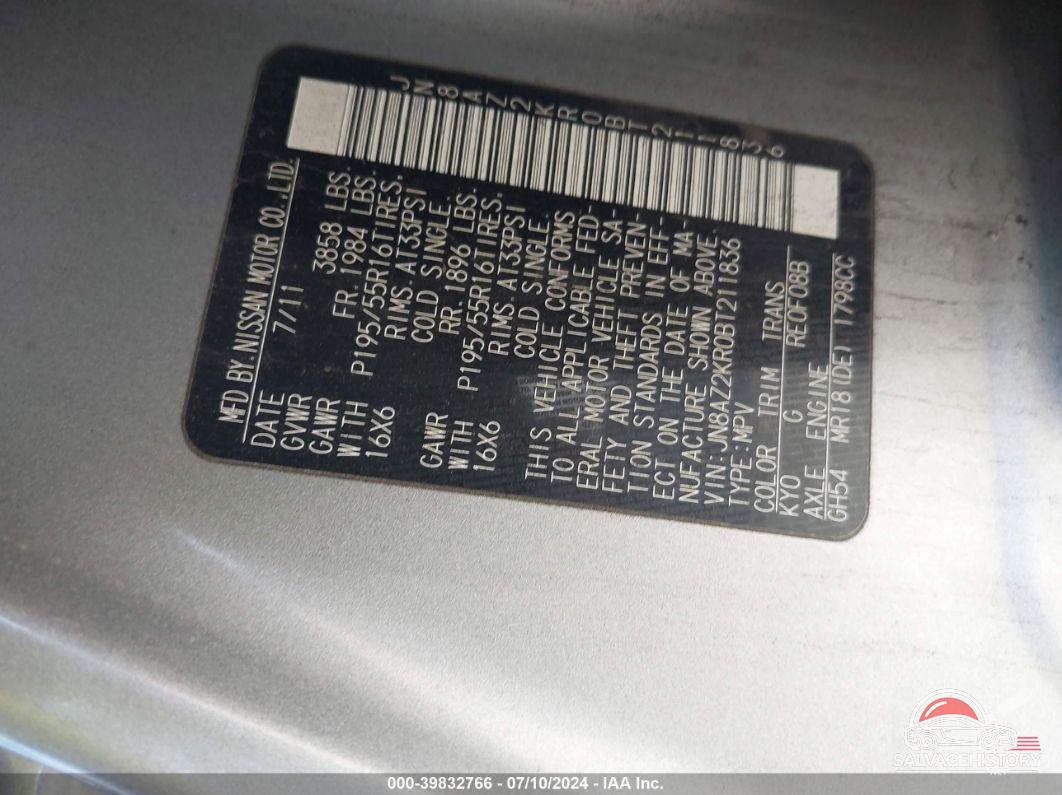 JN8AZ2KR0BT211836 2011 NISSAN CUBE photo no. 9