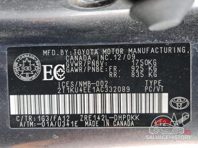 2T1KU4EE1AC332089 2010 TOYOTA COROLLA photo no. 12