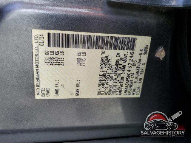1N4AA5AP5EC457246 2014 NISSAN MAXIMA photo no. 12