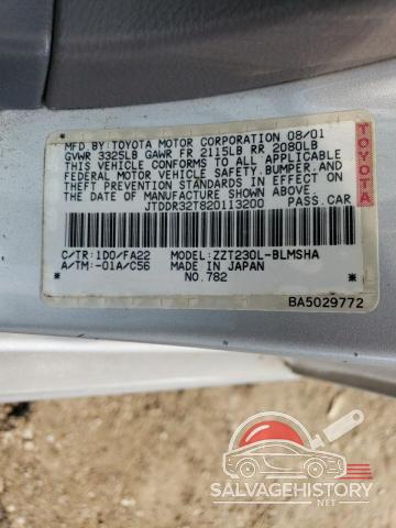 JTDDR32T820113200 2002 TOYOTA CELICA photo no. 12