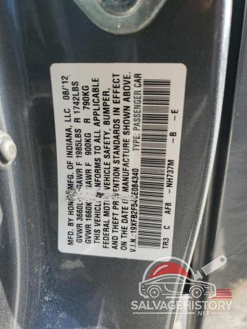 19XFB2F54CE084340 2012 HONDA CIVIC photo no. 12