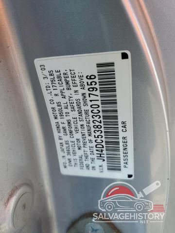 JH4DC53823C017956 2003 ACURA RSX photo no. 12