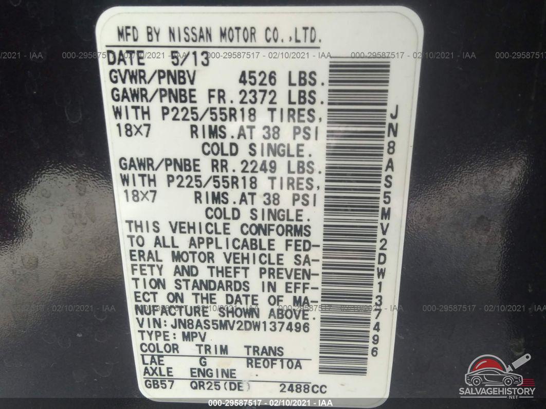 JN8AS5MV2DW137496 2013 NISSAN ROGUE photo no. 9