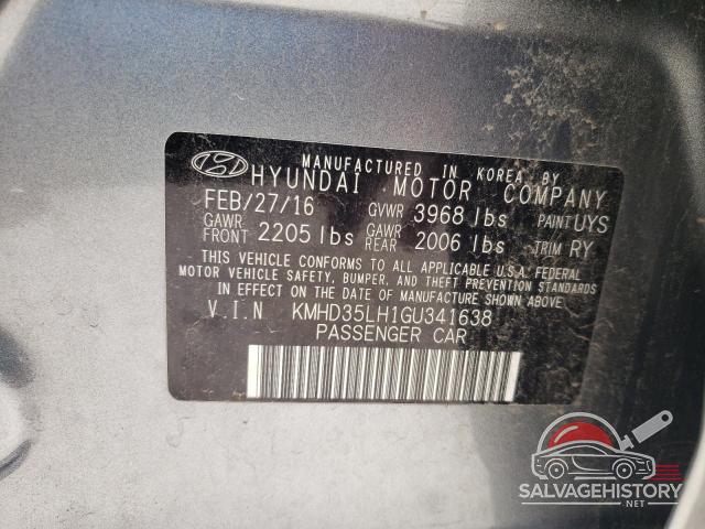 KMHD35LH1GU341638 2016 HYUNDAI ELANTRA photo no. 12