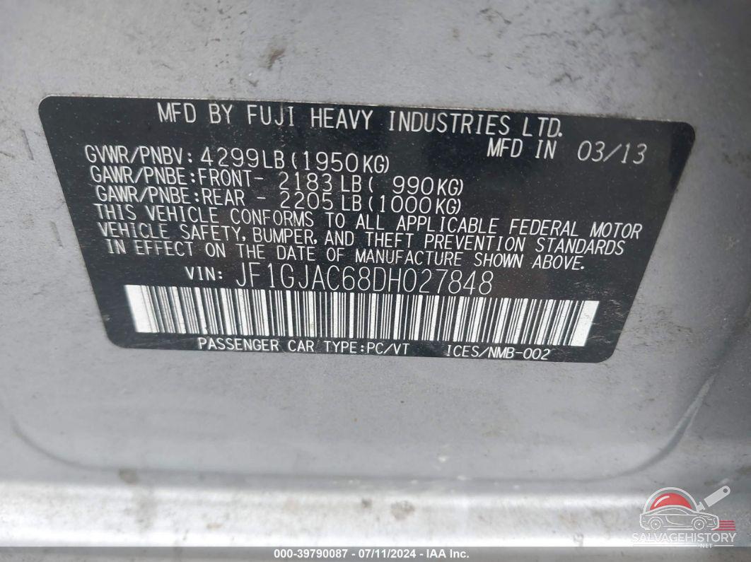 JF1GJAC68DH027848 2013 SUBARU IMPREZA photo no. 9