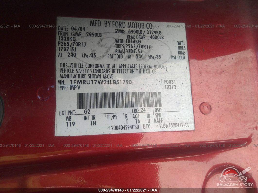 1FMRU17W24LB51790 2004 FORD EXPEDITION photo no. 9