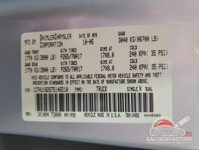 1D7HU18267S146510 2007 DODGE RAM 1500 photo no. 13