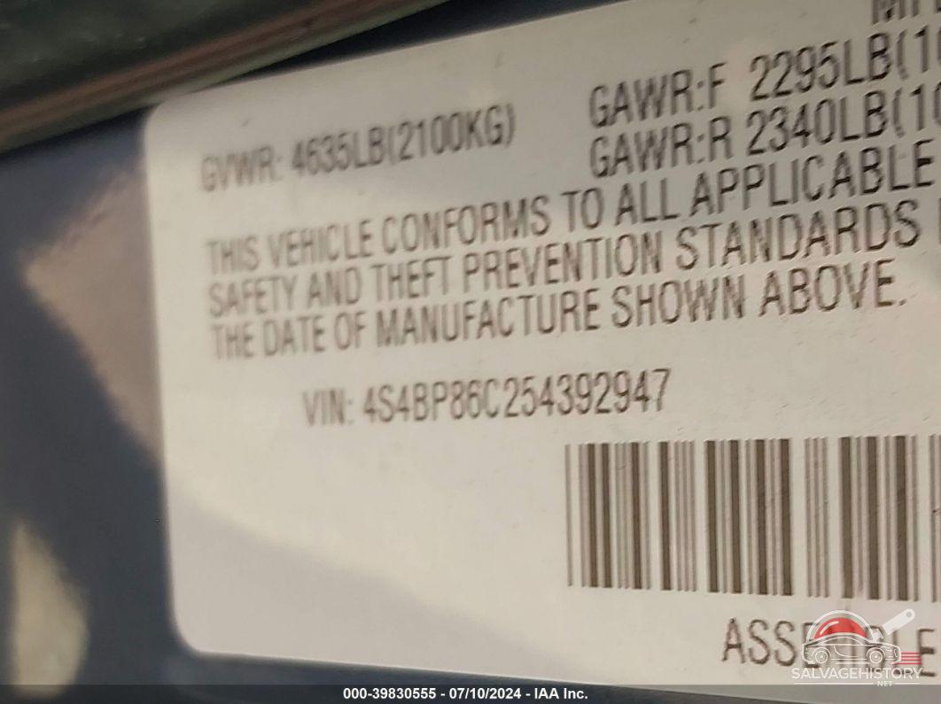 4S4BP86C254392947 2005 SUBARU OUTBACK photo no. 9