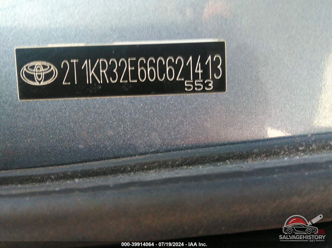 2T1KR32E66C621413 2006 TOYOTA MATRIX photo no. 9