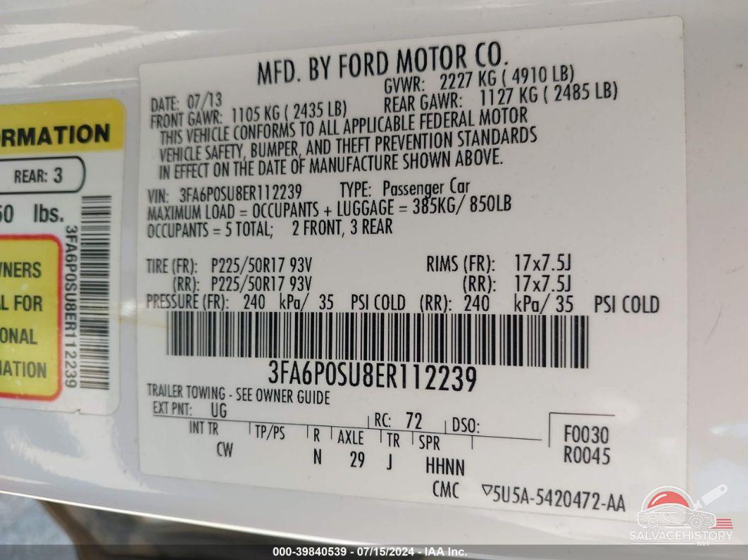 3FA6P0SU8ER112239 2014 FORD FUSION ENERGI photo no. 9