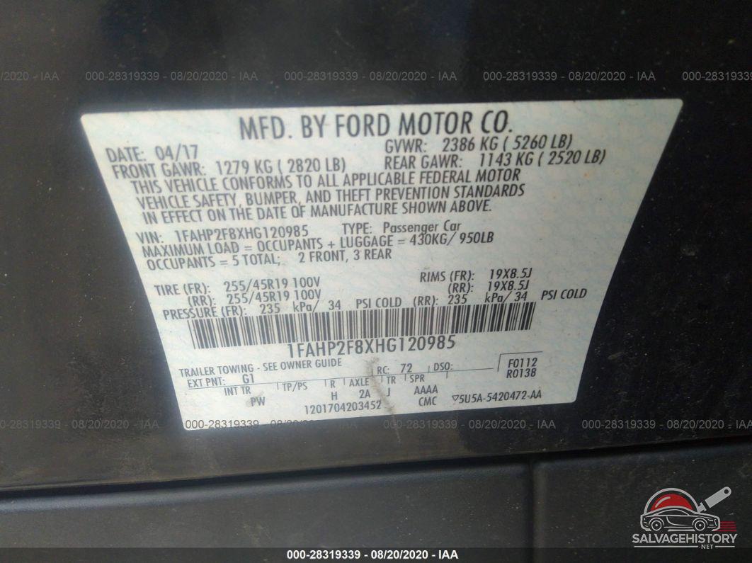 1FAHP2F8XHG120985 2017 FORD TAURUS photo no. 9
