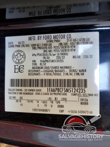 1FA6P8CF5M5124235 2021 FORD MUSTANG photo no. 12