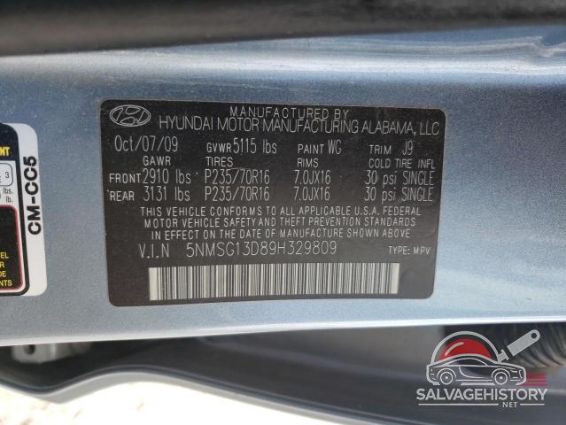 5NMSG13D89H329809 2009 HYUNDAI SANTA FE photo no. 12