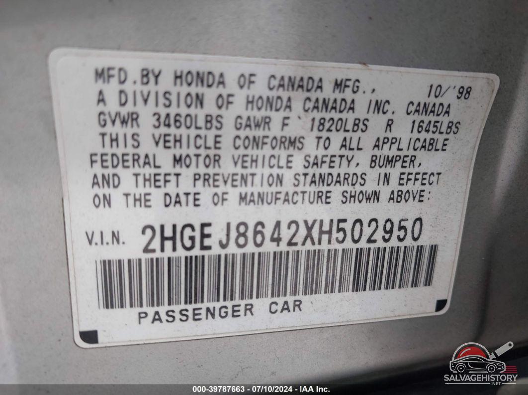 2HGEJ8642XH502950 1999 HONDA CIVIC photo no. 9