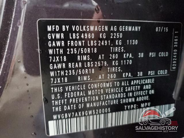 WVGBV7AX9GW520005 2016 VOLKSWAGEN TIGUAN photo no. 13