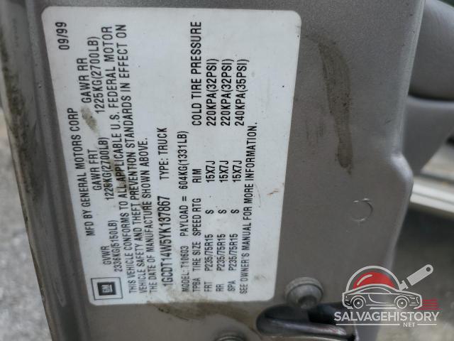 1GCDT14W5YK137867 2000 CHEVROLET S10 photo no. 12