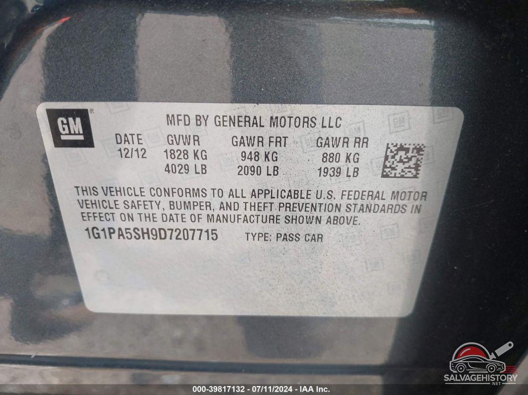 1G1PA5SH9D7207715 2013 CHEVROLET CRUZE photo no. 9