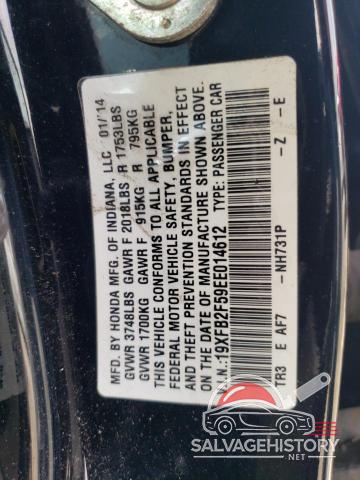19XFB2F59EE014612 2014 HONDA CIVIC photo no. 12