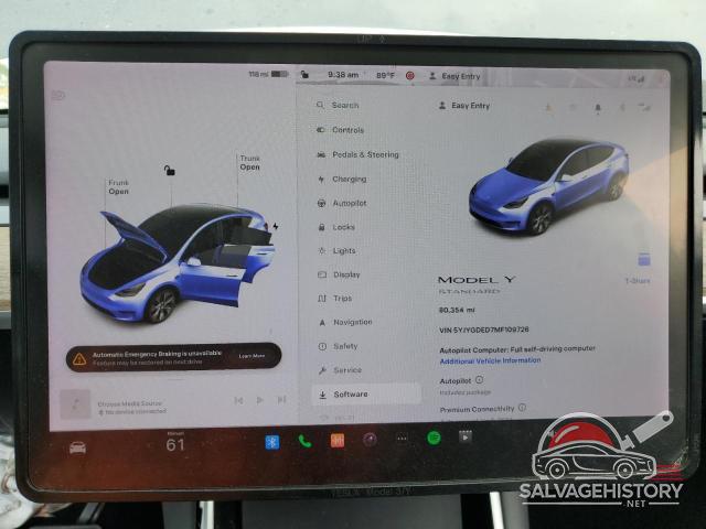 5YJYGDED7MF109726 2021 TESLA MODEL Y photo no. 9