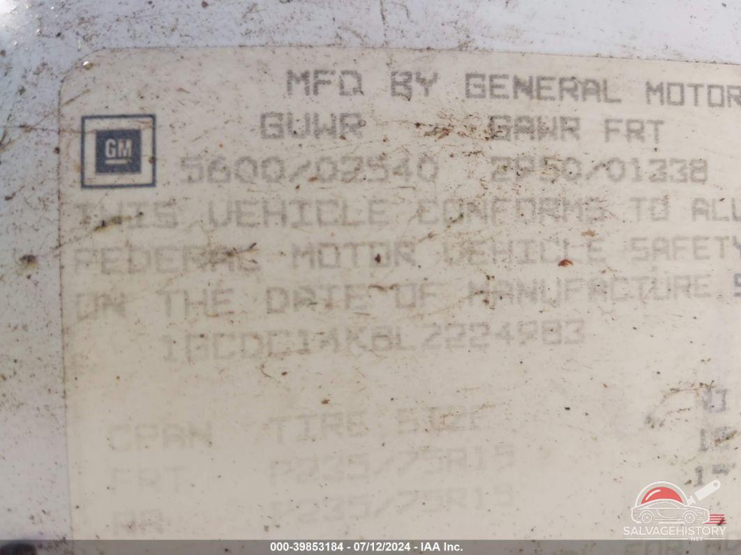 1GCDC14K8LZ224983 1990 CHEVROLET GMT-400 photo no. 9