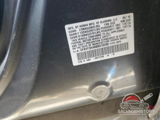 5FNYF3H48BB010290 2011 HONDA PILOT photo no. 13