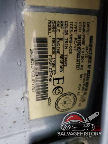 3N1BC1CP0CL377727 2012 NISSAN VERSA photo no. 12